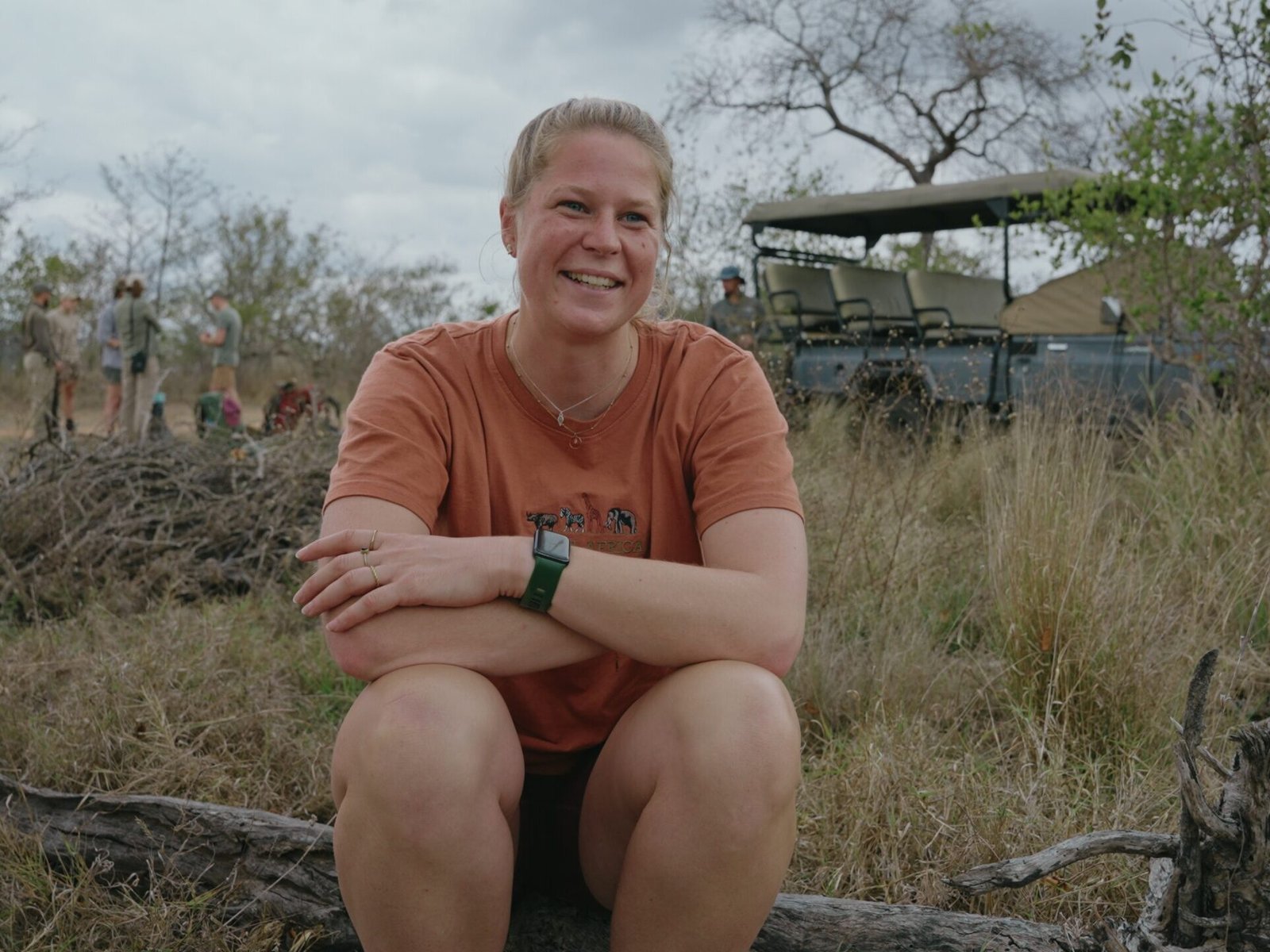 Interviewing Simone een van de deelnemers voor de primitieve trail